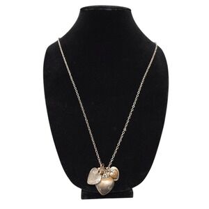 AEO Heart Charm Necklace Silver Tone Chain Pendant Jewelry‎ Gift Women Tarnished